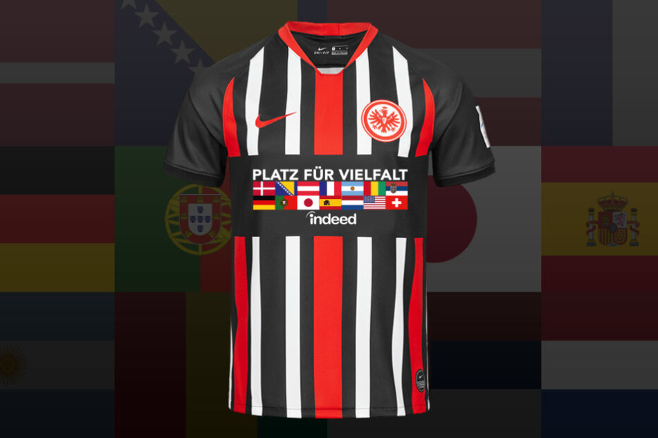 So wird das Sondertrikot der Eintracht am Samstag aussehen.