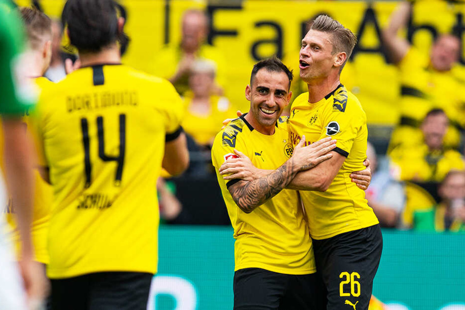 Doppeltorschütze Paco Alcacer (M.) bereitete auch noch ein Tor vor und war Dortmunds Erfolgsgarant.