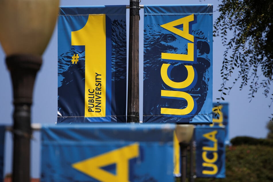 Banners hang at the University of California Los Angeles (UCLA) campus in California.