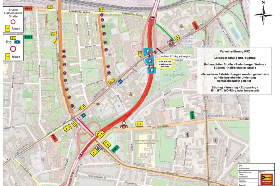 Diese Umleitung wird von der Stadt für die Halberstädter Straße empfohlen.