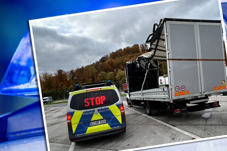 Mit Unfall-Wrack über die A5: Polizei zieht Lkw aus dem Verkehr