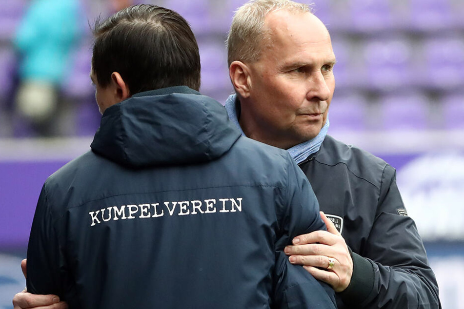 Will und wird Aue-Boss Helge Leonhardt seinen bisher durchaus erfolgreichen Trainer im Erzgebirge halten? Daniel Meyer stellt dafür einige Bedingungen.