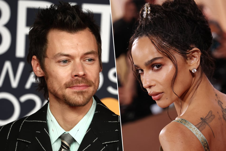 Harry Styles (l.) and Zoë Kravitz have sparked engagement rumors after The Batman star was seen sporting a massive diamond ring while out in London.
