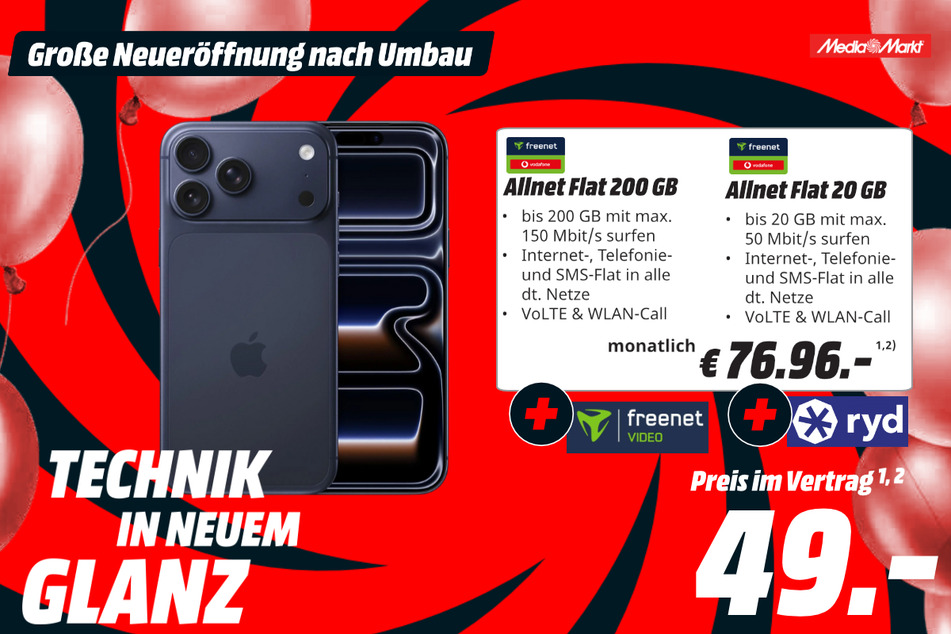 Apple iPhone 17 Pro Max für 49 Euro im Tarif.