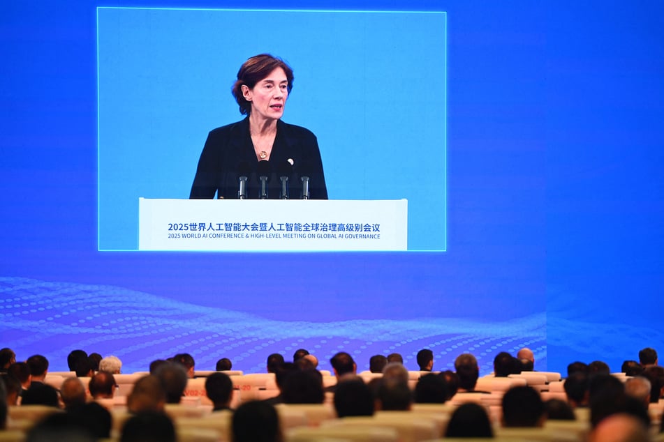 Anne Bouverot, special advisor on AI to the president of France, speaks at the opening ceremony of the World Artificial Intelligence Conference in Shanghai, China, on July 26, 2025.