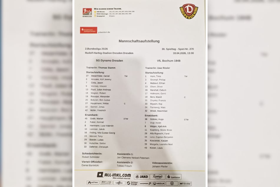 Die Aufstellungen für das heutige Spiel.