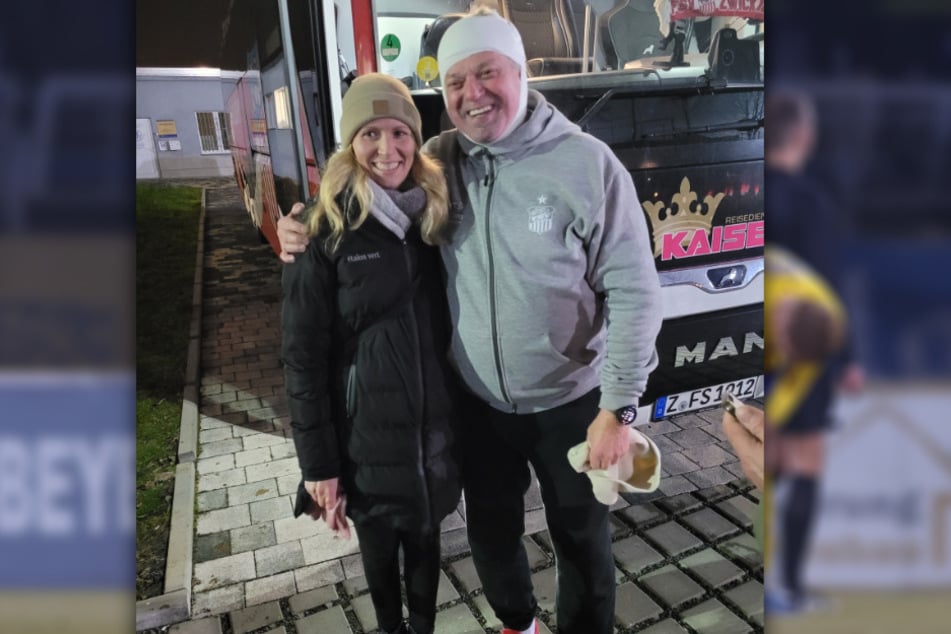 Mariana, die sonst auch den Bus von Lok Leipzig fährt, sprang spontan ein, um den FSV Zwickau nach Hause zu chauffieren.