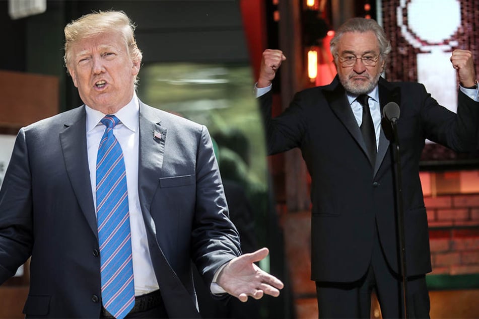 Donald Trump (l.) teilt auf Twitter gegen Robert De Niro aus und geht dabei wie immer nicht zimperlich vor.