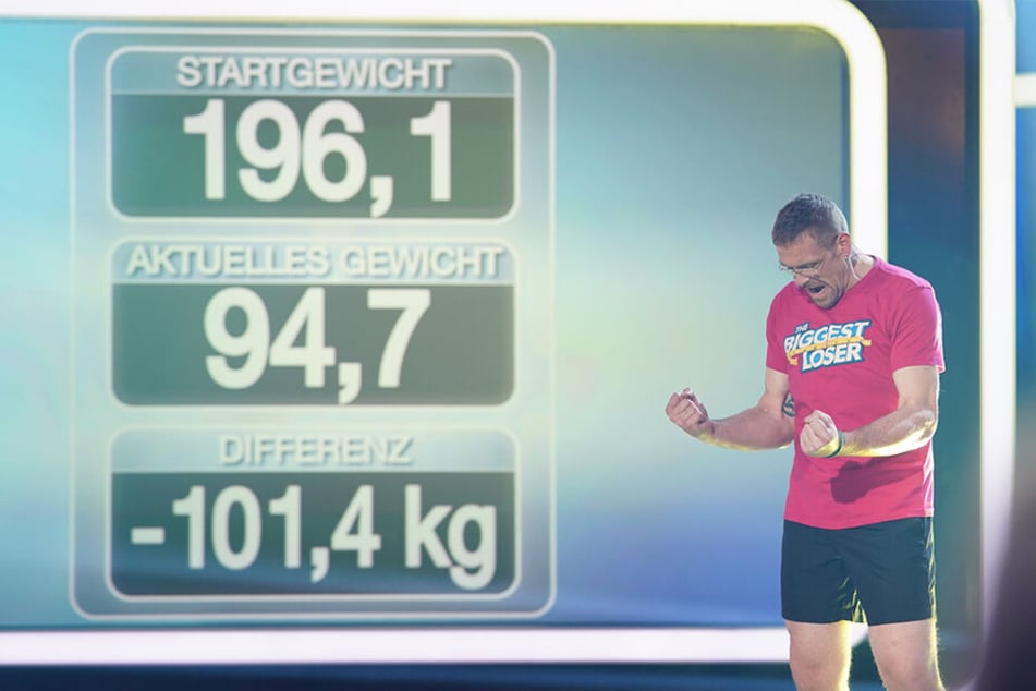 Jubelnd ballt er die Fäuste: Mario Pohl hat die Abspeck-Show "The Biggest Loser" gewonnen. 101,4 Kilo hat er abgenommen.