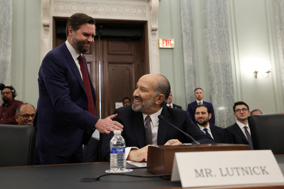 Vice President JD Vance arrives to introduce Howard Lutnick at a Senate Commerce Committee confirmation hearing on Capitol Hill on January 29, 2025.