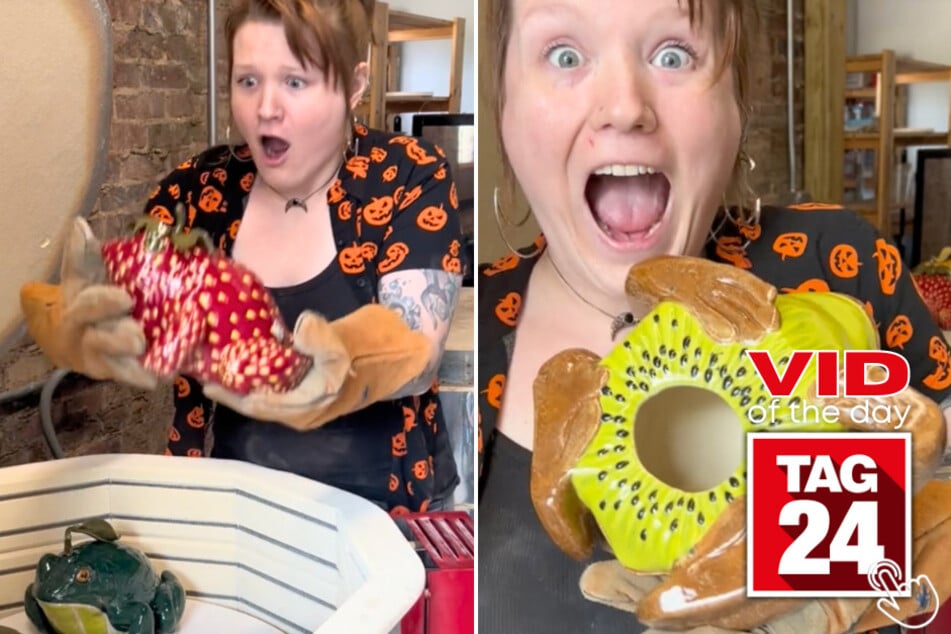 Today's Viral Video of the Day features a talented ceramic artist who showed off her recent "fruit frog" collection on TikTok!