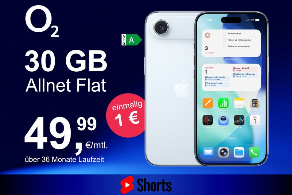 Das neue iPhone 17 Air inkl. 30 GB Datenvolumen für nur 1 Euro exklusiv bei o2.