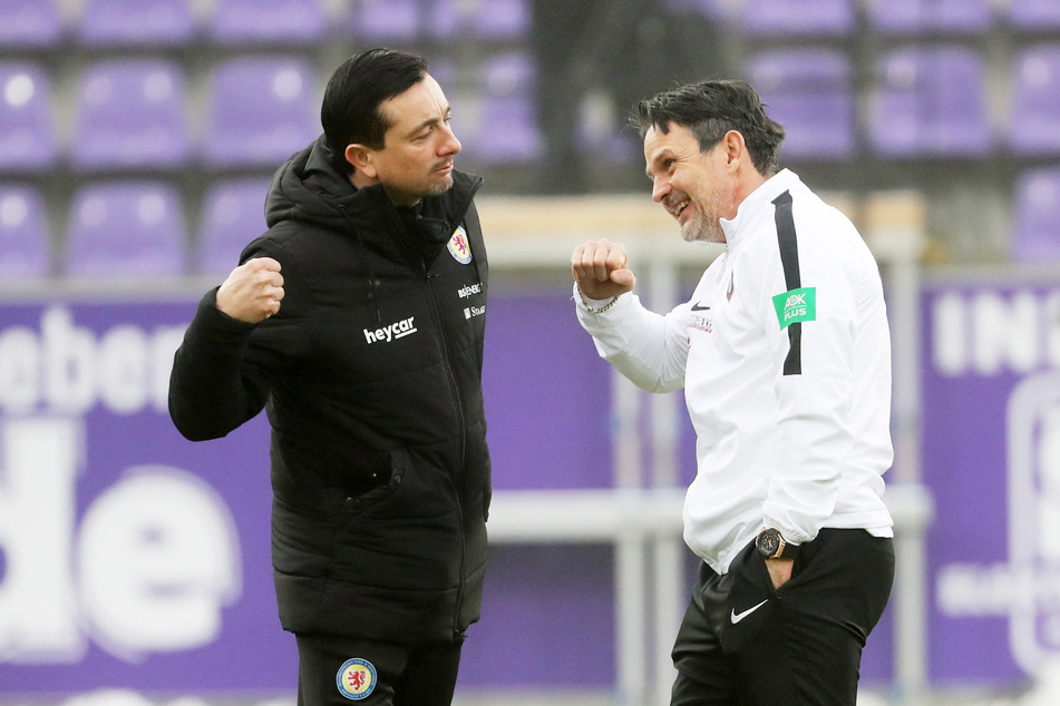 Ex-FCE-Coach Daniel Meyer (41, l.) empfängt am Freitag den aktuellen Aue-Coach Dirk Schuster (53).