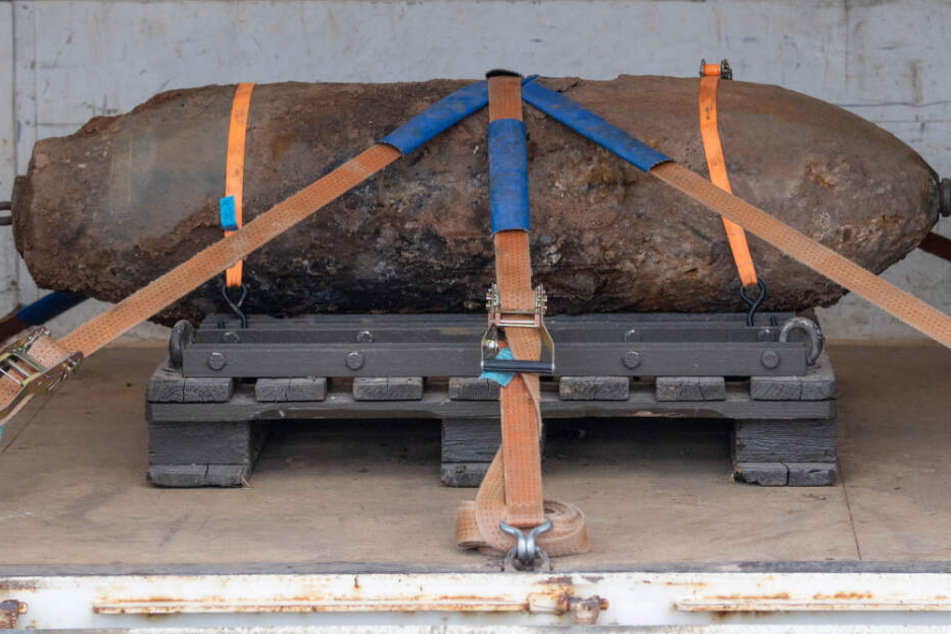 Das Foto zeigt die entschärfte 500 Kilogramm schwere amerikanische Fliegerbombe.