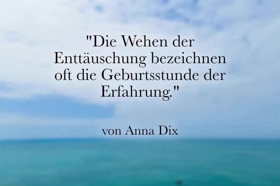 Anna Dix stellte fest: "Die Wehen der Enttäuschung bezeichnen oft die Geburtsstunde der Erfahrung."