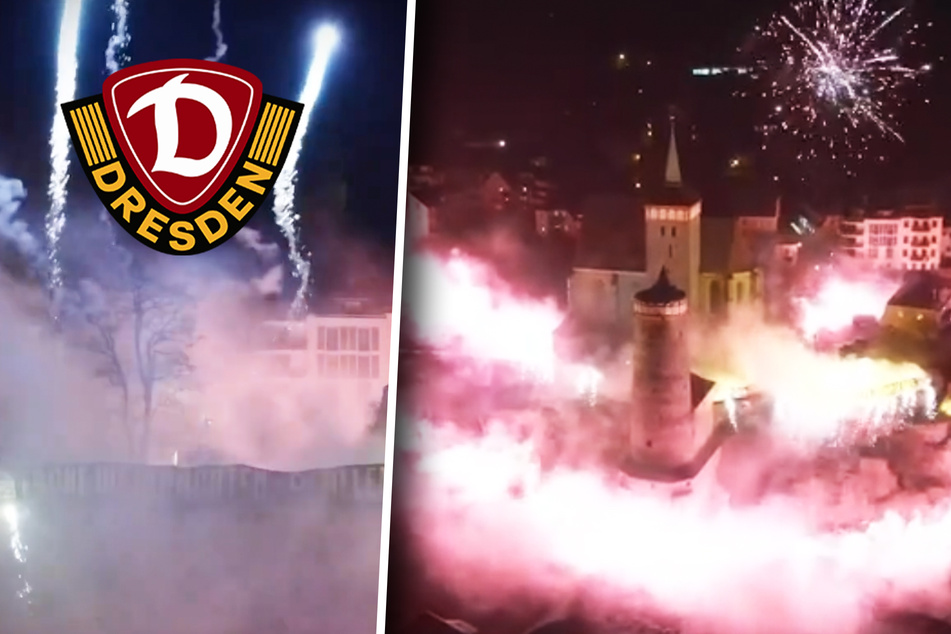 Halbe Innenstadt in Rauch gehüllt: Dynamo-Ultras mit Riesenfeuer in Bautzen