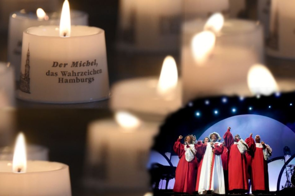 Harlem Gospel Singers aus New York und Kerze im Michel (Symbolbild)