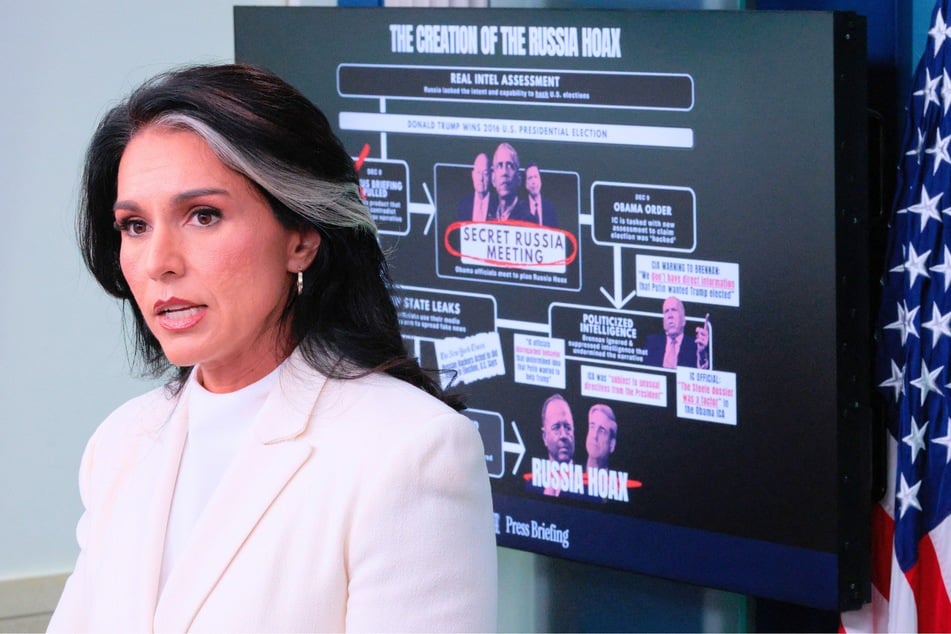 Director of National Intelligence Tulsi Gabbard talks to reporters in the Brady Press Briefing Room at the White House in Washington DC on July 23, 2025
