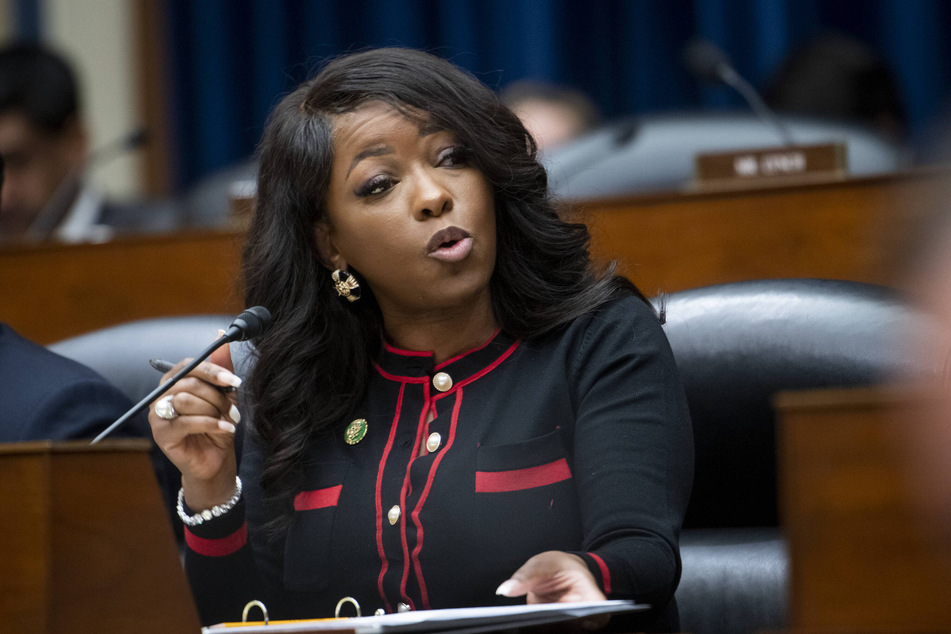 Representative Jasmine Crockett attending a House Committee on Oversight and Accountability hearing in Washington, DC on January 10, 2024.