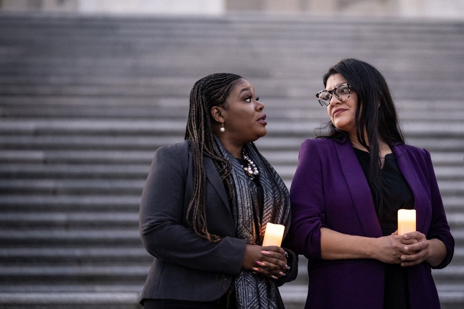 Representatives Cori Bush (l.) and Rashida Tlaib were two of only 13 Democrats – and 14 members of the House – to vote against a resolution equating anti-Zionism with antisemitism.