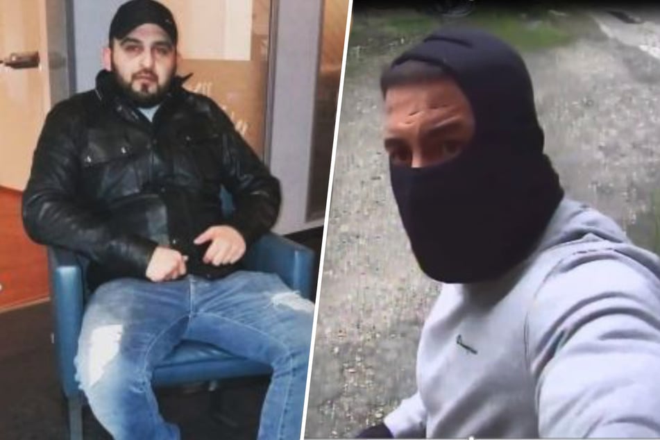 Links: Der gesuchte Tatverdächtige Anosch Tukhi (33). Rechts: Der bislang unbekannte, maskierte Komplize.