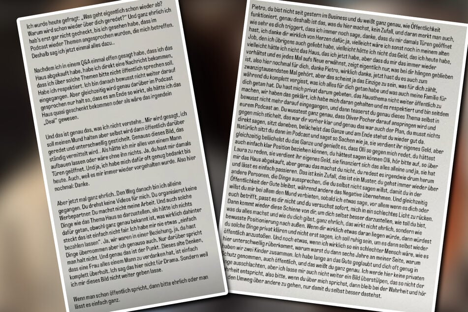 Am Samstag veröffentlichte Laura Maria Rypa (30) auf ihrem Instagram-Kanal mehrere ausführliche Statements.