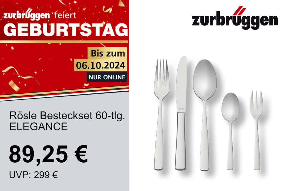 Das Rösle Besteckset ELEGANCE
für 89,25 statt 299 Euro.