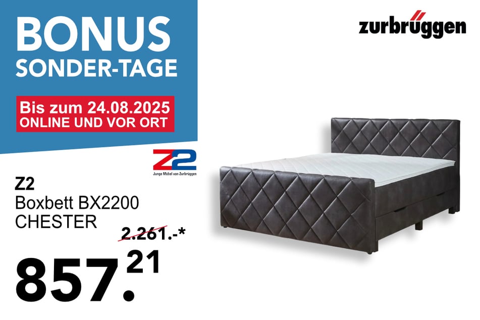 Das Z2 Boxbett BX2200 CHESTER für 857,21 statt 2.261 Euro.