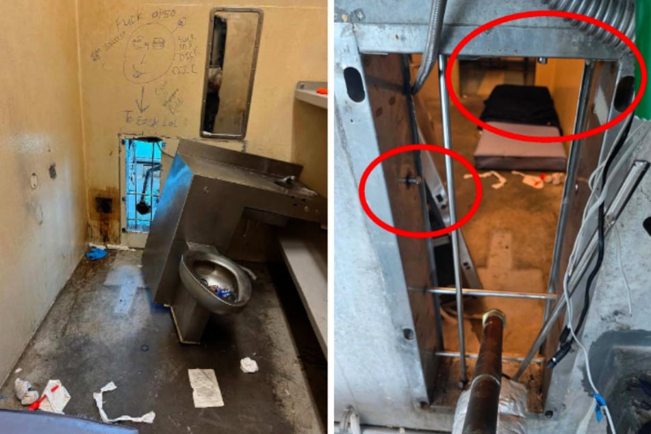 Über ein Loch hinter der WC-Anlage gelang die Flucht. Jemand muss zuvor allerdings die Metallstäbe durchtrennt haben.