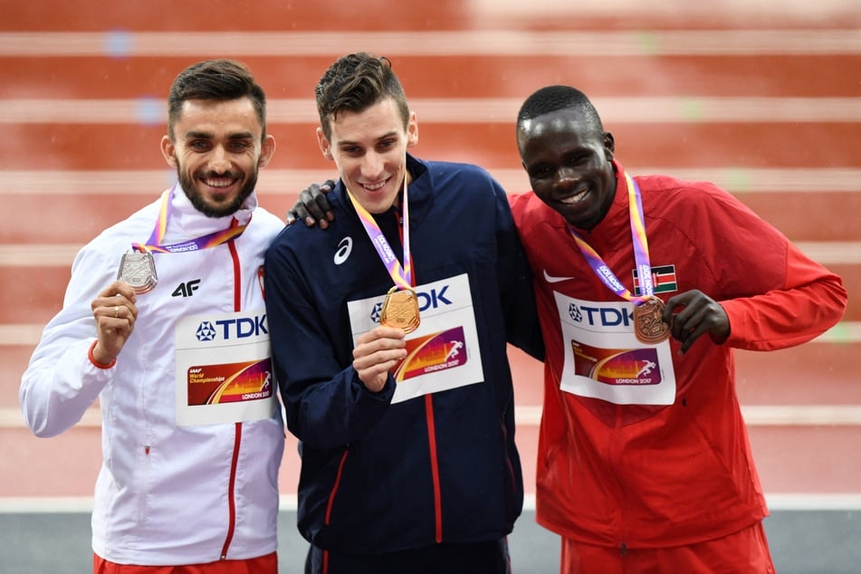 Der Höhepunkt der Karriere von Kipyegon Bett (r.): WM-Bronze 2017 über 800 Meter.