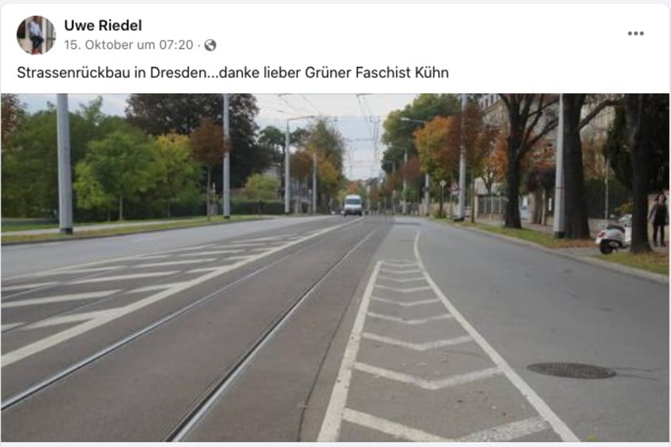 Auf der Bautzner Straße zwischen Diakonissen-Krankenhaus und Waldschlößchenbrücke sind seit Oktober 2022 Radstreifen angebracht. Das ärgerte Uwe Riedel.