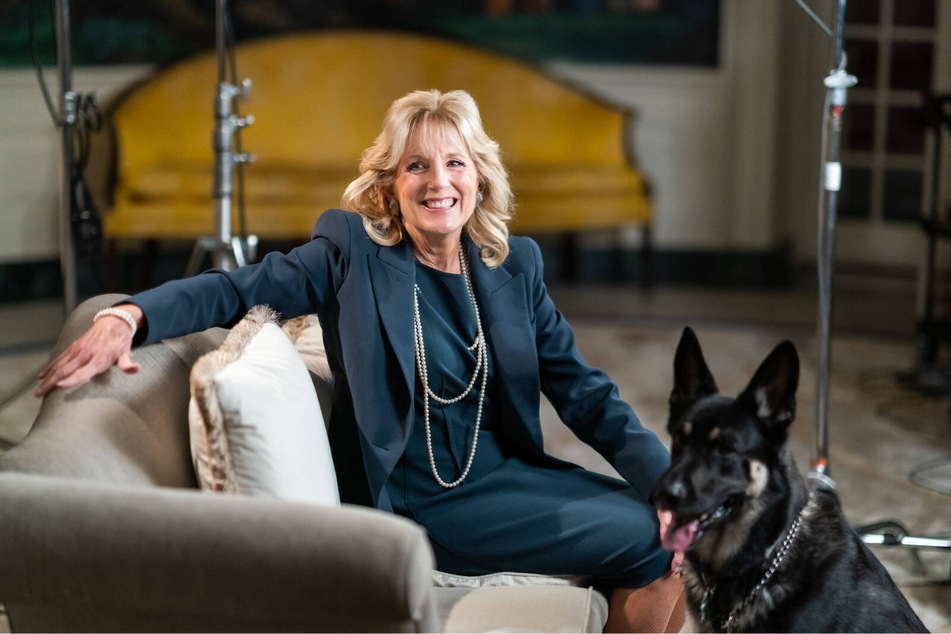 Jill Biden and the family's dog Major – who has gone through special training recently.