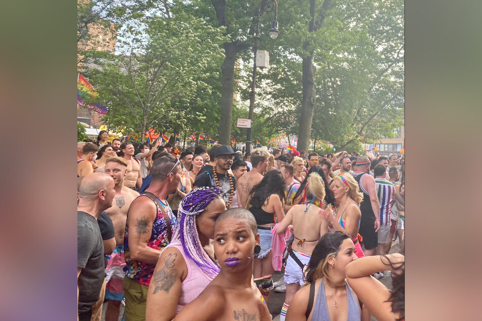 Greenwich Village, just outside of Stonewall Inn and Washington Square Park, was flooded with crowds celebrating Pride on Sunday.