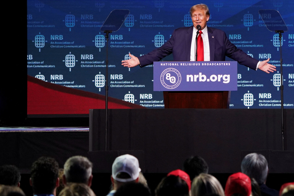 Donald Trump speaks during the National Religious Broadcasters Presidential Forum.