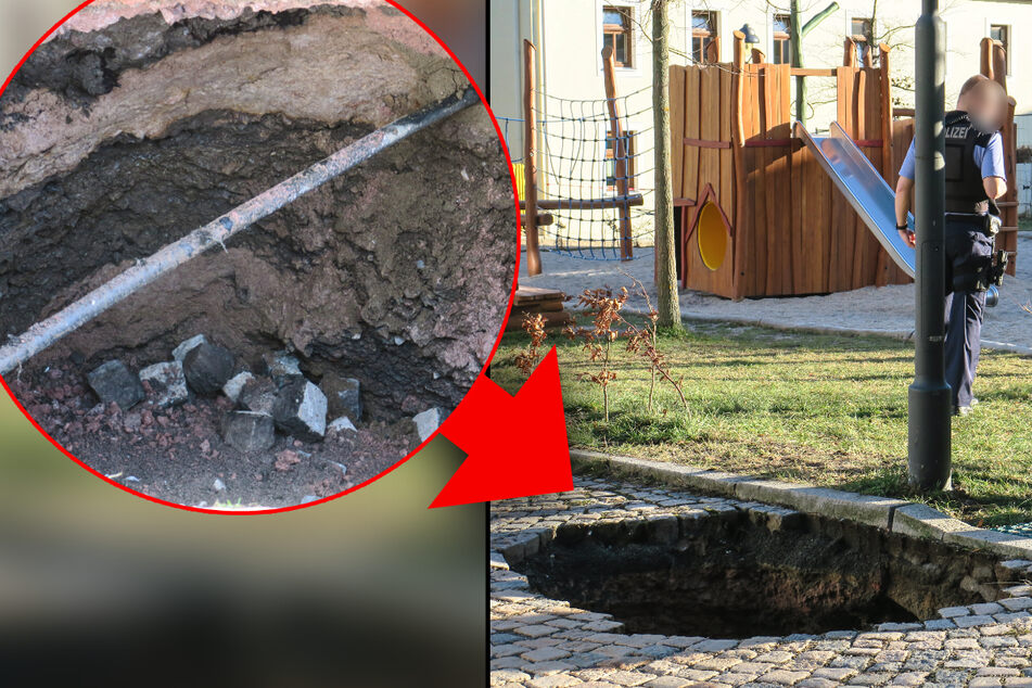Horror-Loch im Erzgebirge! Straße bricht plötzlich zwei Meter ein