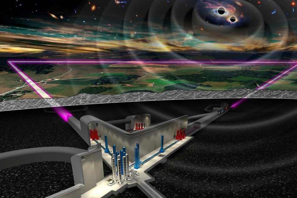 Wie ein gleichschenkliges Dreieck könnte das Einstein-Teleskop aufgebaut sein. An speziellen Silizium-Spiegeln dafür forscht schon das DZA.