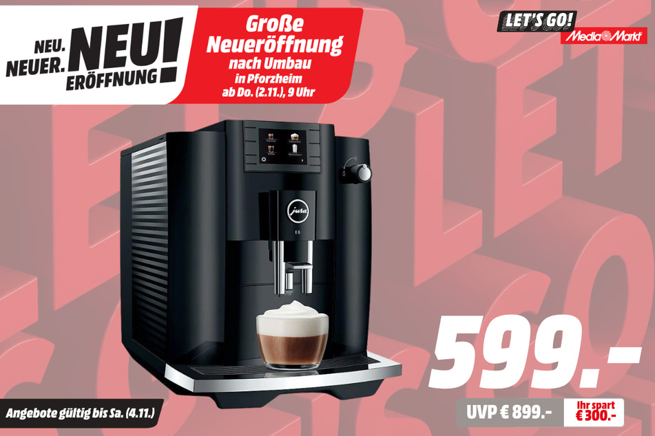Jura-Kaffeevollautomat für 599 statt 899 Euro.