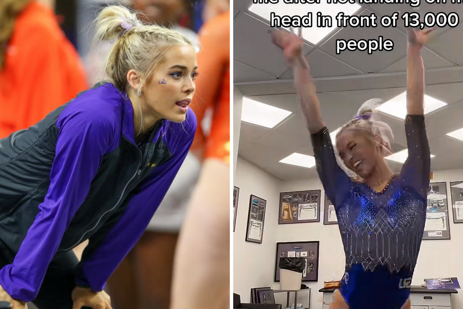 LSU star gymnast Olivia Dunne is celebrating as she waits to compete at the 2023 NCAA gymnastics championships!