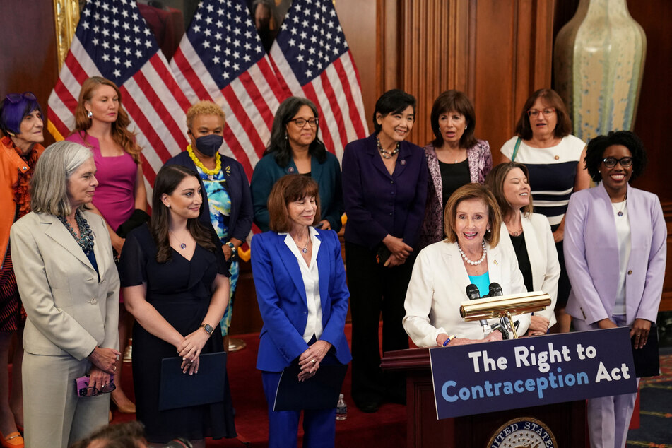 House Speaker Nancy Pelosi speaks during a news conference on the Right to Contraception Act at the US Capitol.