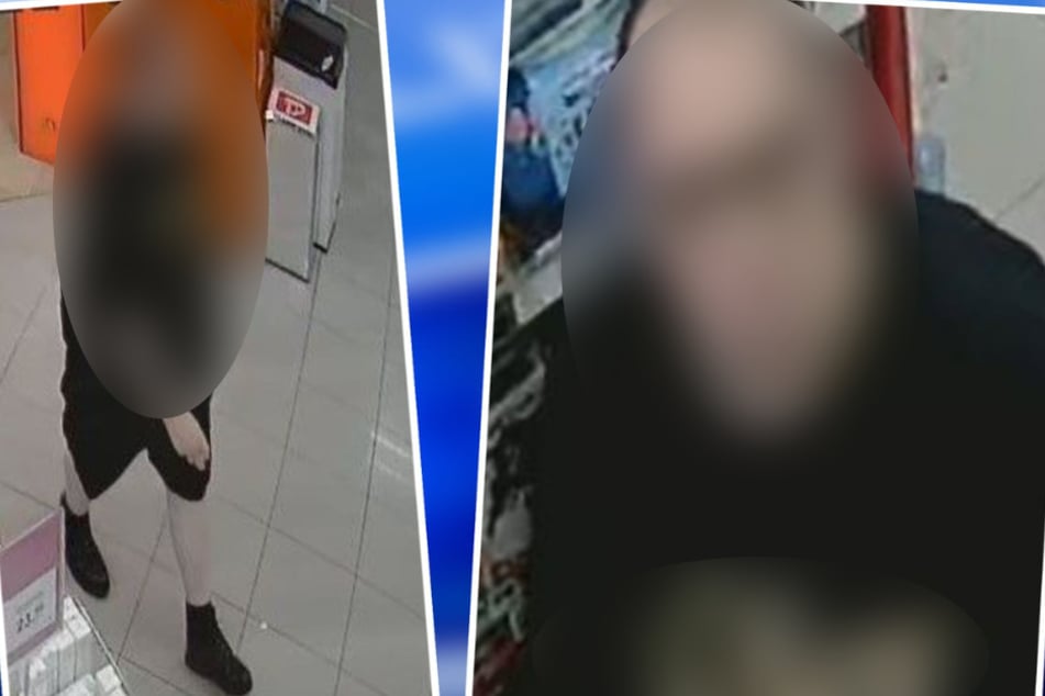 Mit diesen Bildern aus einer Überwachungskamera sucht die Polizei nach dem Unbekannten. Auf seinem rechten Unterarm trägt er ein auffälliges Tattoo.