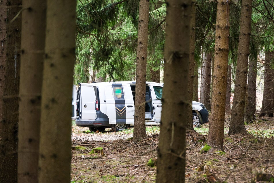 Rund einen Kilometer vom Überfall entfernt fanden Ermittler den gestohlenen Transporter im Wald.