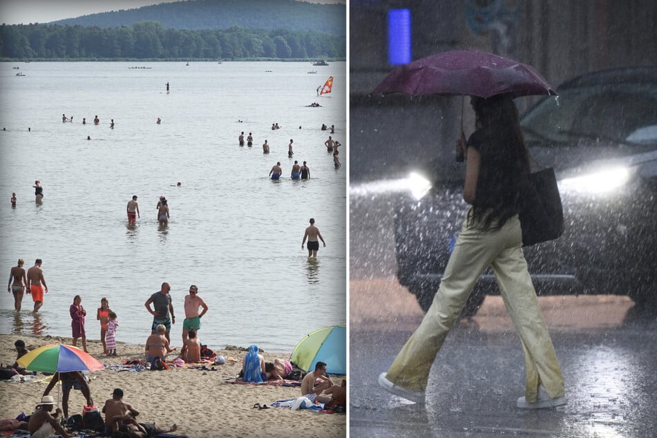 Berliner können am Mittwoch noch den Müggelsee genießen, am Abend werden Unwetter erwartet. (Bildmontage)