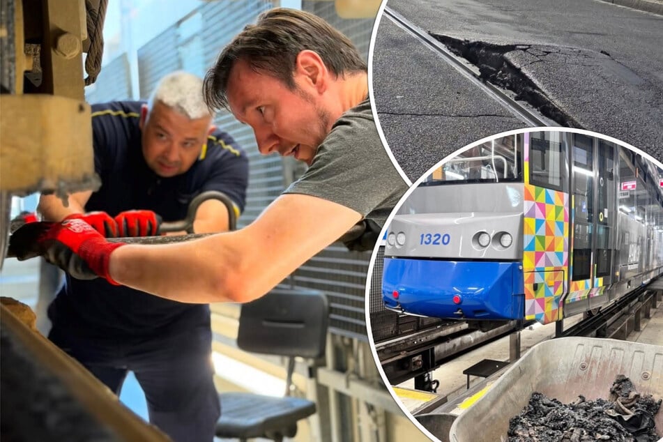 Die Leipziger Verkehrsbetriebe teilten auf Social Media mehrere Bilder von den Schäden und wie die Arbeiten momentan vorangehen.