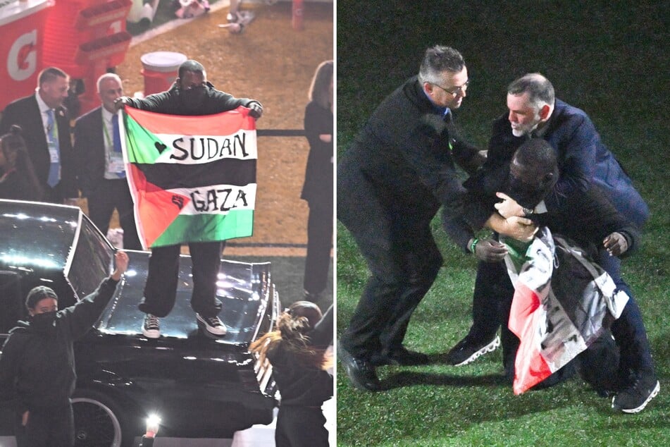 A protester who held up a Sudanese and Palestinian flag during Kendrick Lamar's Super Bowl halftime show was recently arrested in New Orleans, Louisiana.