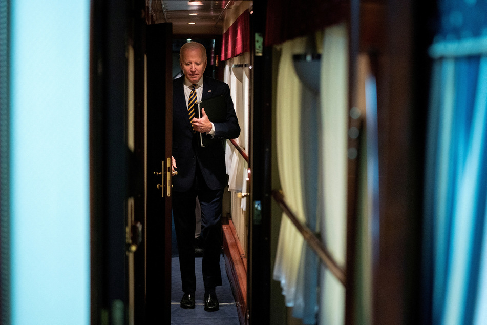 Biden took an overnight train from Poland to Ukraine and arrived in Kyiv on Monday morning.