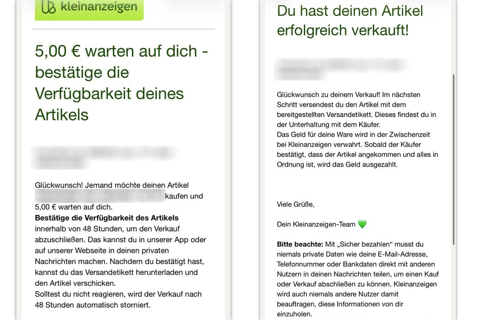 Zwar informiert Kleinanzeigen per E-Mail über den Kauf, die gesamte Abwicklung erfolgt jedoch direkt im Chat der App oder der Webversion.