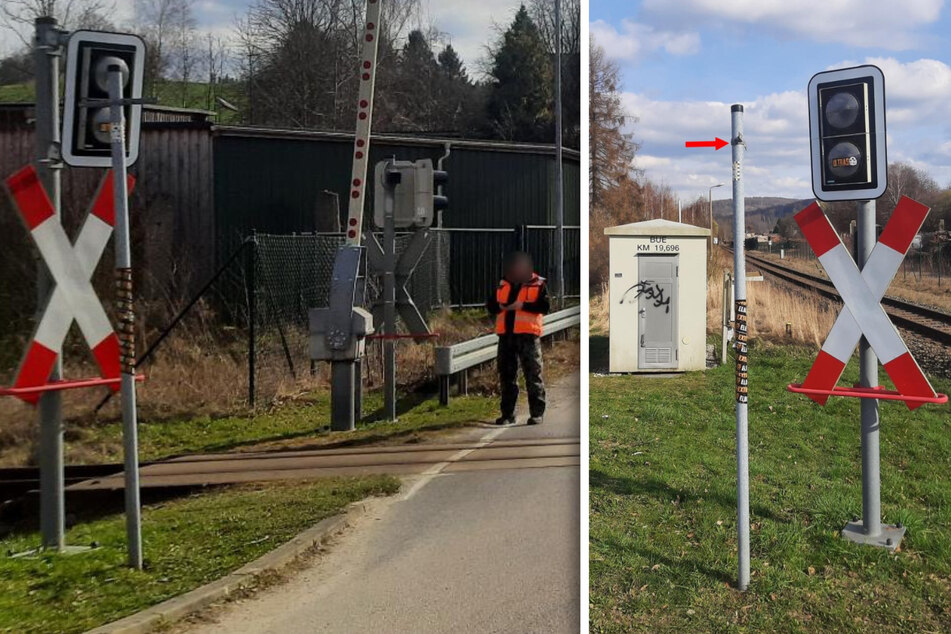 Am helllichten Tag: Vandalen attackieren Bahnübergang in Sachsen
