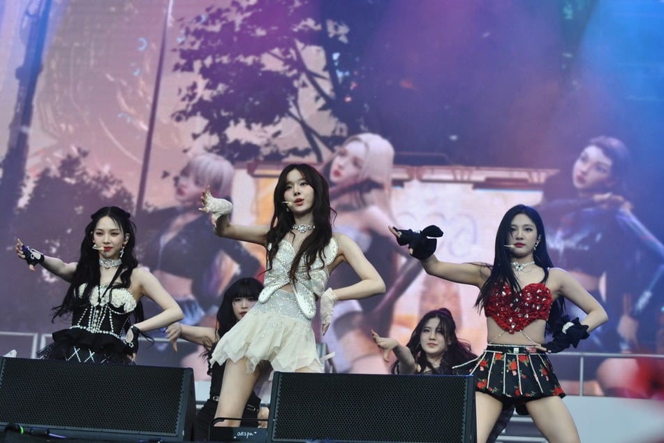 K-pop group aespa performs at Governors Ball Music Festival on Saturday, June 10, 2023.