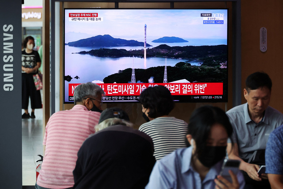 North Korea's second failed attempt to launch a military satellite was shown on TV in South Korea (pictured) and Japan.