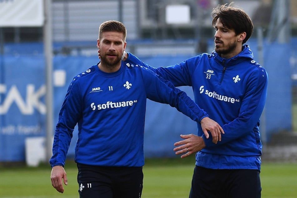 Tobias Kempe (l.) und Romain Brégerie (r.) wechselten nach dem Abstieg aus der 2. Bundesliga 2014 zu den Lilien.